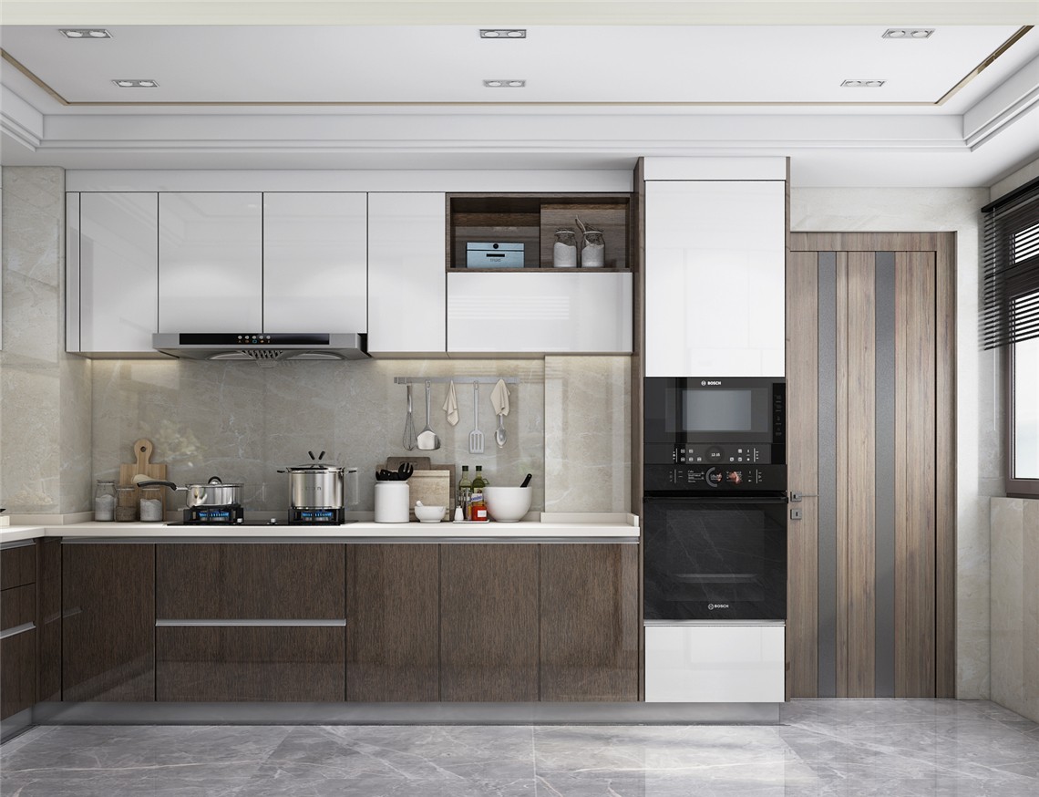 中岛型橱柜只适用于开放式厨房.它可以作为厨房与其他空间的隔断.